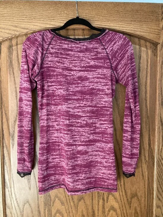 Purple Long-Sleeved BKE Top, Semi-Sheer for Layering - Picture 4 of 6